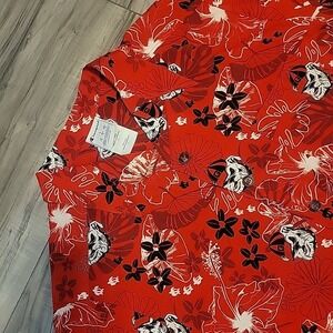 University Of Georgia UGA Shirt Adult LG‎ Red Floral Button Front NCAA Champion